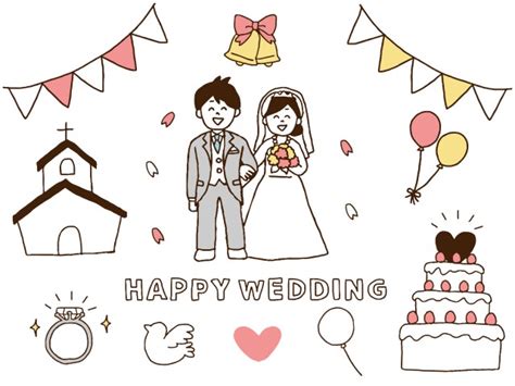 結婚式のイラストセット 無料イラスト素材｜素材ラボ