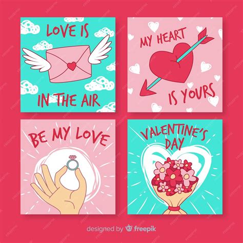 Free Vector Hand Drawn Valentine Cards