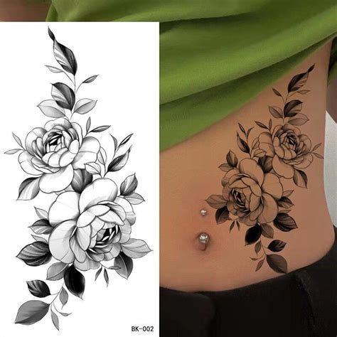 Cheap 1 Pcs Sexy Black Flower Temporary Fake Tattoo Stickers For Women