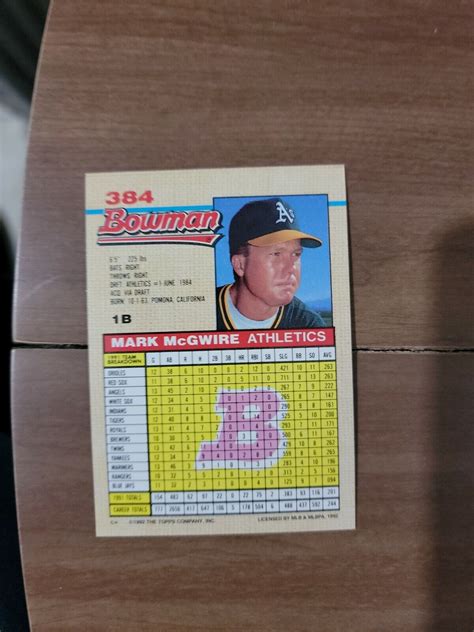 1992 Topps Bowman Mark McGwire 384 Baseball Card EBay