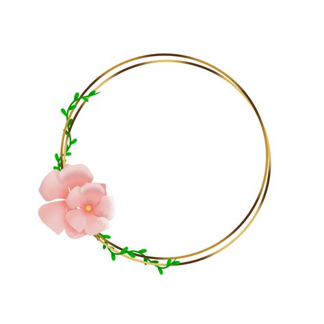 Golden Circle Frames Png Image Golden Circle Frame With Pink Flower On