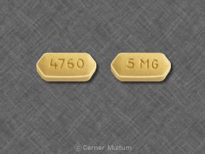 5 MG 4760 Pill Yellow Six-sided - Pill Identifier