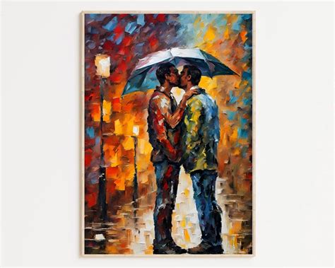 Gay Art Print Gay Couple LGBTQ Wall Poster Home Decor Wall Art Gay Painting Gay Gifts