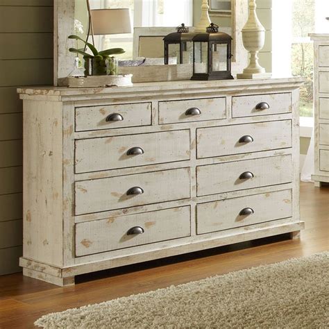 Willow Drawer Dresser (Distressed White) by Progressive Furniture | FurniturePick