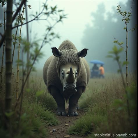Mysterious Yak Rhino Sighting In Andean Vegetation Stable Diffusion