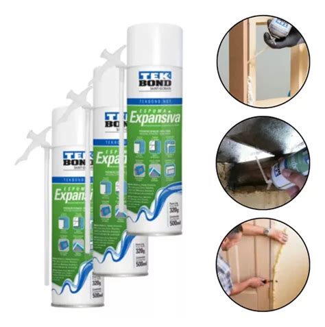 Kit 3 Espuma Expansiva Poliuretano Vedação 320 500ml Tekbond MercadoLivre