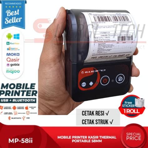 Jual PRINTER BLUETOOTH THERMAL 58MM MP 58II CETAK STRUK KASIR PPOB DAN