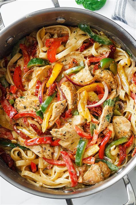 Chicken Pasta In Creamy Pesto Sun Dried Tomato Sauce — Eatwell101