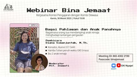 Webinar Bina Jemaat Kamis Maret Pk Youtube