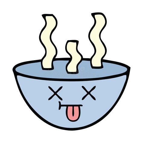 Cute Cartoon Bowl Of Hot Soup Stock Vector Illustration Of Artwork Drawing
