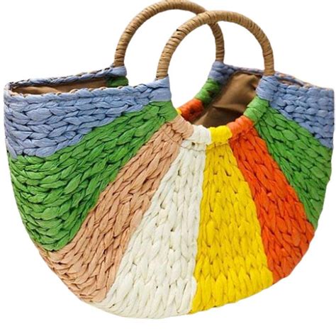 Bolsa De Praia Palha Grande Feminina Verão Multicores