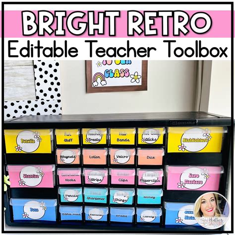 Teacher Toolbox Labels Editable Retro Rainbow Classroom Decor Made By