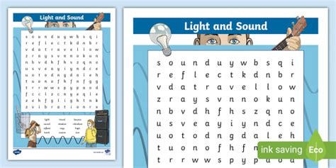 Light And Sound Word Search Light And Sound Twinkl