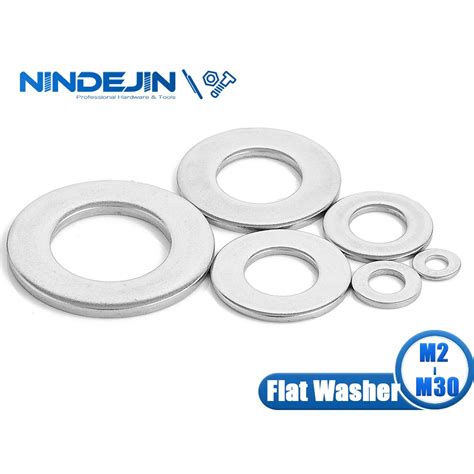 NINDEJIN 1 100pcs Flat Washer M2 M2 5 M3 M4 M5 M6 M8 M10 M12 M14 M16