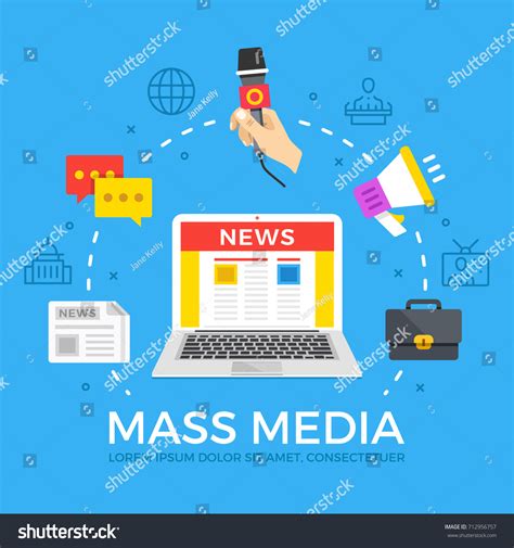 Mass Media Flat Illustration Concept Laptop Stock Vector Royalty Free 712956757 Shutterstock