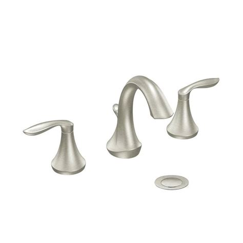 Moen Eva Brushed Nickel 2-Handle Widespread WaterSense Bathroom Faucet ...