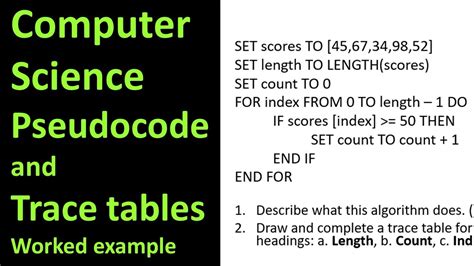 Igcse Computer Science Pseudocode Trace Table Question Youtube