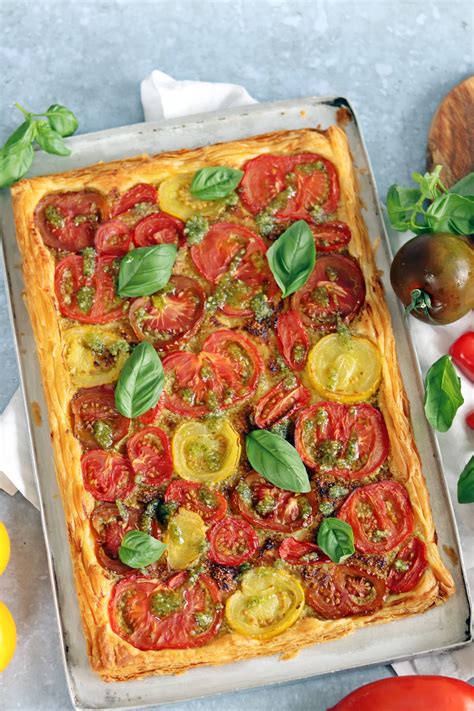 Puff Pastry Tomato Tart With Pesto Curlys Cooking