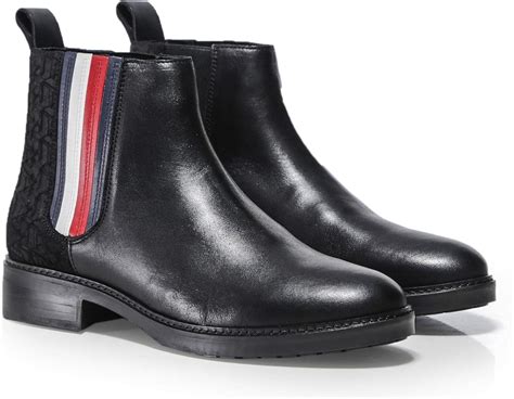 Tommy Hilfiger Femmes Bottes Monogrammes Plates Noir Amazon Fr