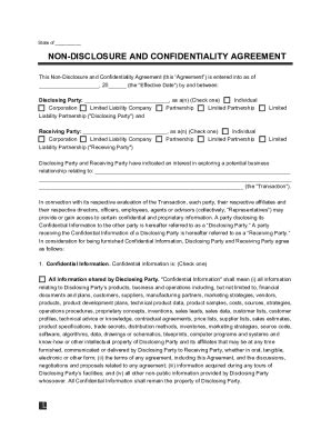 Fillable Online Free Non Disclosure Agreement NDA Template Non