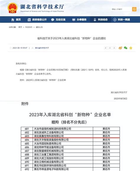 喜报：紫鑫生物成功入选2023年湖北省科创新物种“瞪羚”企业