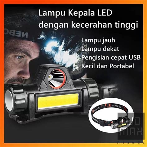 DJDMax Senter Kepala Mini COB 2in1 XPE Headlamp Bisa Putar Copot Cas