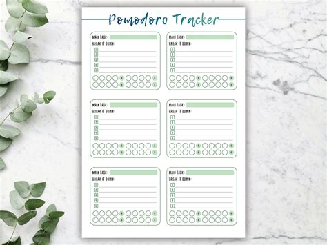 Pomodoro Planner Printable Pomodoro Technique Tracker | Etsy