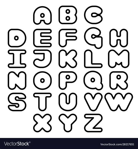 Black Outline Alphabet Set On White Background Vector Image