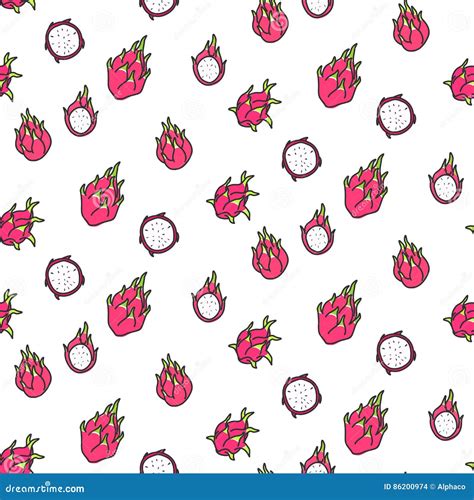 Seamless Dragonfruit Pattern Stock Vector Illustration Of Pitahaya