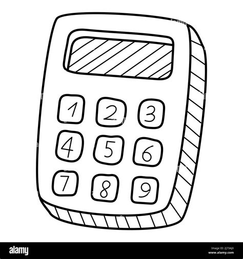 A Simple Calculator Doodle Hand Drawn Black And White Vector