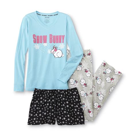 Joe Boxer Womens Pajama Shirt Pants And Shorts Bunny Rabbits