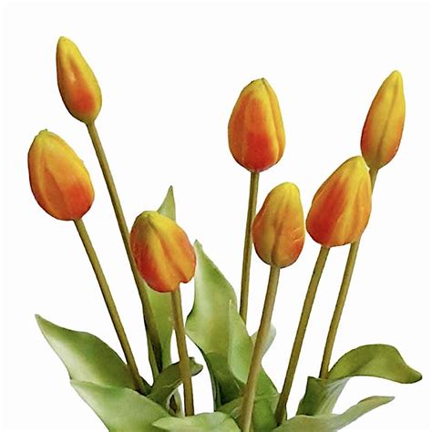 Kunstblume Kunstpflanze Tulpen 7er Bund Orange H 43 Cm