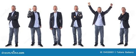 Portrait Of A Happy Mature Man Isolated Over A White Background Full Length Stock Image Image