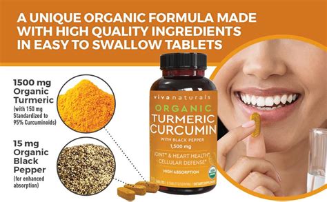 Organic Turmeric Curcumin Supplement 1500mg 90 Tablets With Black Pepper High Potency 95