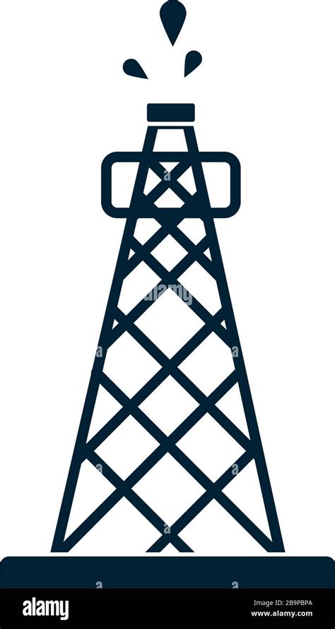 Drilling Rig Petroleum Icon Over White Background Silhouette Style