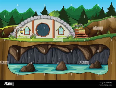 underground cave cartoon scene illustration stock vector image art
