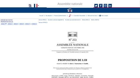 Proposition de loi nº 253 visant à rétablir le droit à linstruction en