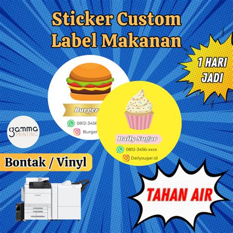 Jual Cetak Stiker Makanan Custom Label Sticker Kemasan Logo Makanan