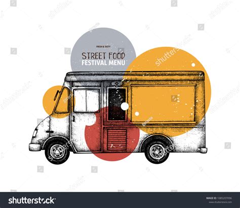 Vintage Food Truck Sketch Vector Template Stock Vector (Royalty Free ...