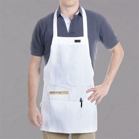 Chef Revival White Poly Cotton Customizable Bib Apron With 1 Pocket