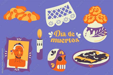 Set De Ilustraci N Vectorial De Iconos De Ofrenda Y D A De Muertos En