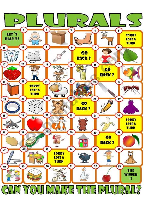 Plural Board Game Esl Worksheet By Imelda