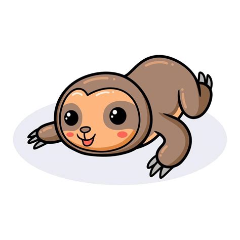 Cute Baby Sloth Cartoon Laying Down 10382120 Vector Art At Vecteezy