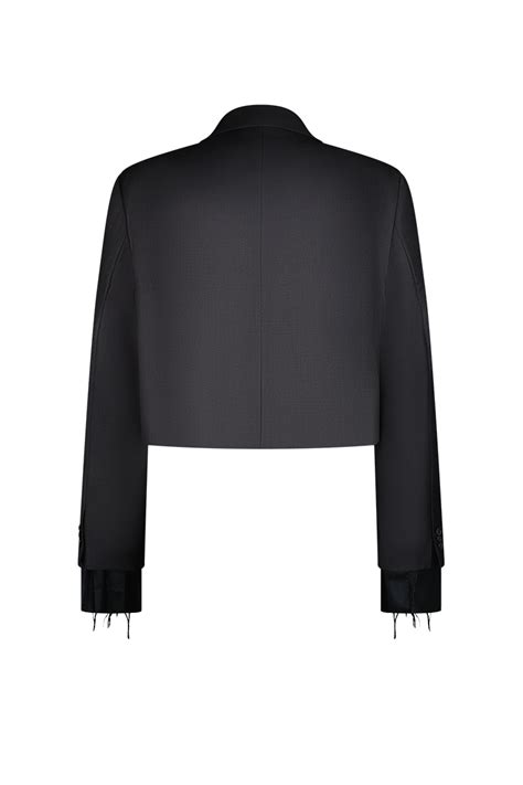 Black Virgin Wool Crop Blazer High Light