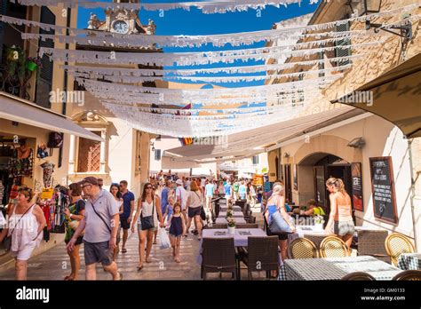 The Plaza In Alcudia Old Town Mallorca Majorca Stock Photo Alamy