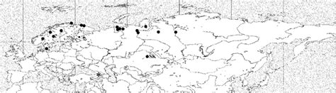 Geographical distribution of Bythotrephes arcticus (black circles with... | Download Scientific ...