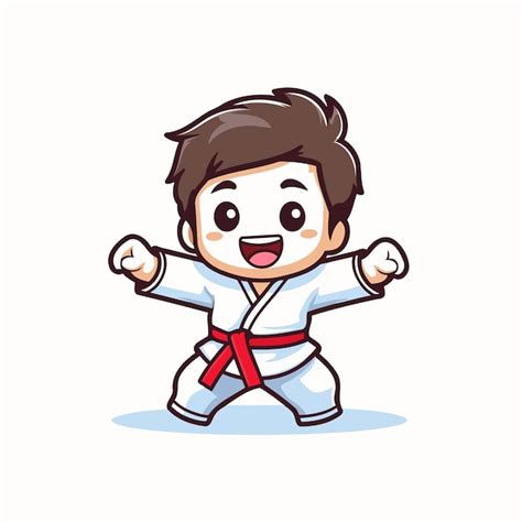 Premium Vector Taekwondo Boy Cartoon Mascot Character Vector Illustration