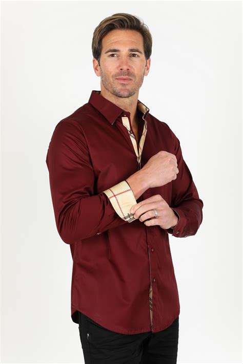 Satin Solid Shirt Burgundy Platini Fashion