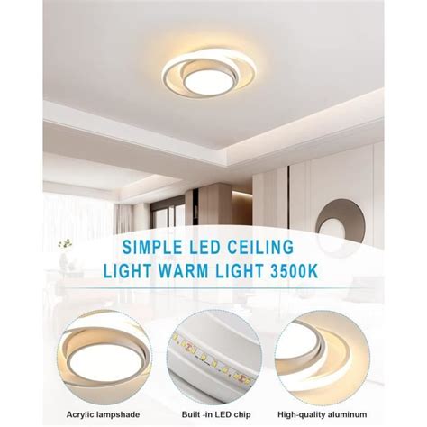 Plafonnier Led Luminaire Blanc Plafonnier Rond W Blanc Chaud