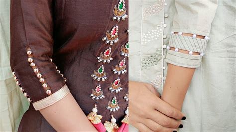 2 Beautiful Beaded Sleeves Designs In Very Easy Way Youtube